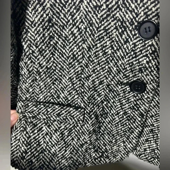 J. Crew Black White Tweed Herringbone Blazer Fully Lined Size 6 - Picture 4 of 9